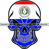 Country Flag Skull Paraguay ClipArt SVG