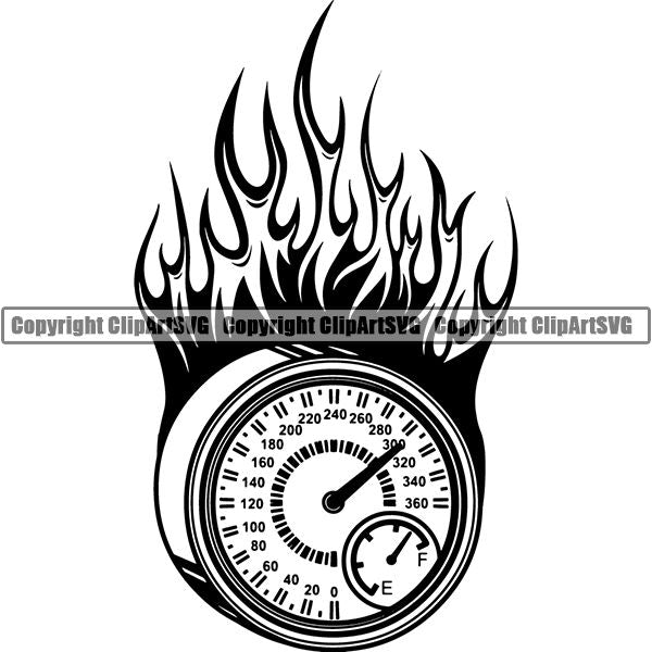 Sports Car Racing Fire ClipArt SVG