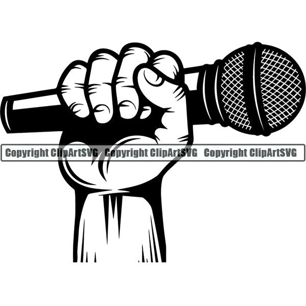 Microphone Mic Audio Music Record Broadcast Podcast Webinar Equipment Logo ClipArt SVG