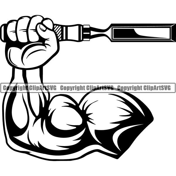 Construction Woodworking Carpenter Lumberjack Chisel muscle ClipArt SVG