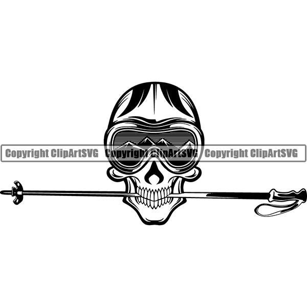 Sports Skiing Ski Snowboarding Snowboard Googles Helmet Ski Pole ClipArt SVG