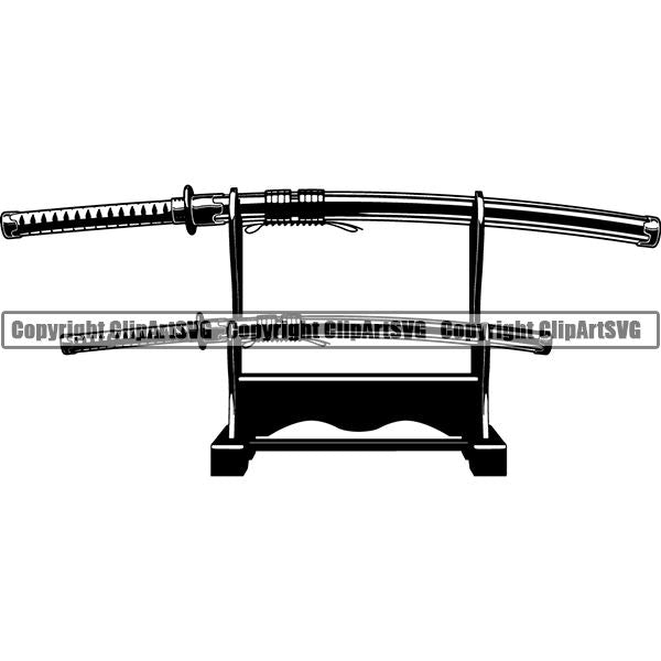 Sports Boxing Boxer MMA Fighter Ninja Sword Katana ClipArt SVG
