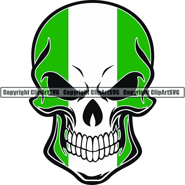 Country Flag Skull Nigeria ClipArt SVG