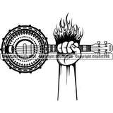 Music Musical Instrument Banjo 7uujrs fire ClipArt SVG