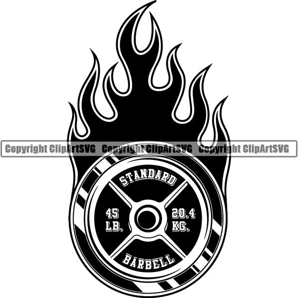 Gym Sports Bodybuilding Fitness Muscle Fire ClipArt SVG