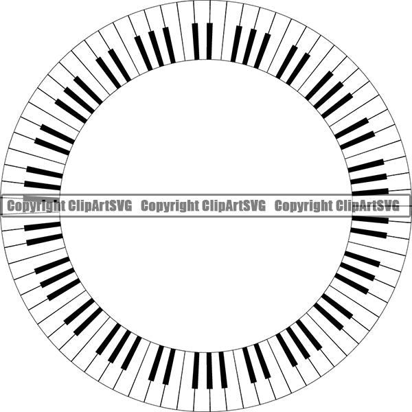 Music Design Element Frame Border Piano Keys Out Circle ClipArt SVG