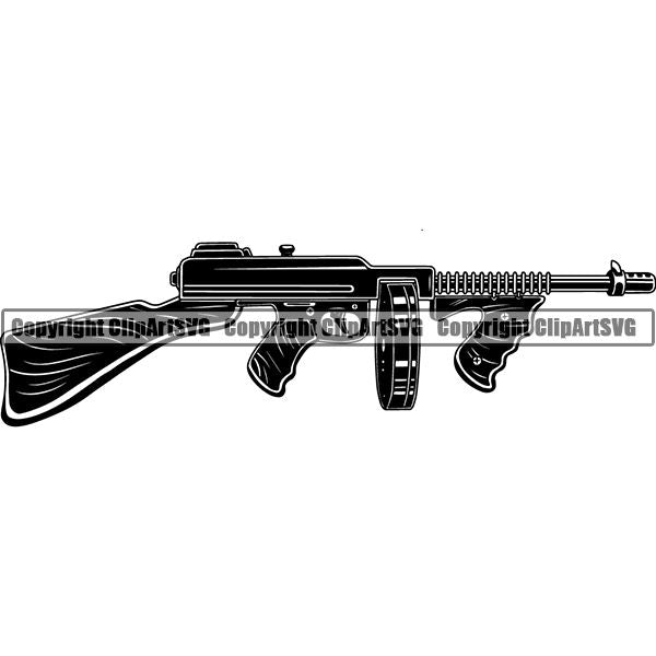 Military Weapon Gun Machine Tommy ClipArt SVG