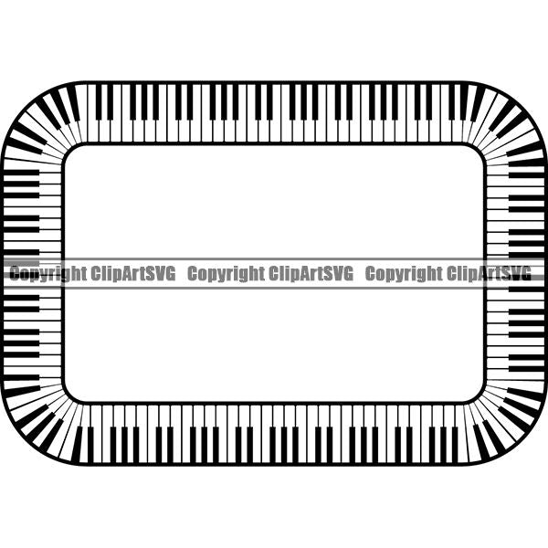Music Design Element Frame Border Piano Keys In Rectangle ClipArt SVG