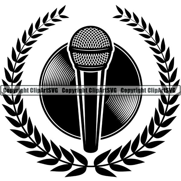 Microphone Mic Audio Music Record Broadcast Podcast Webinar Equipment Logo ClipArt SVG