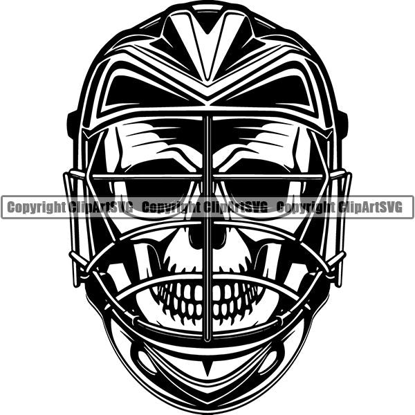 Sports Game Lacrosse Helmet Skull Skeleton Scary Evil Horror Halloween Death Dead ClipArt SVG