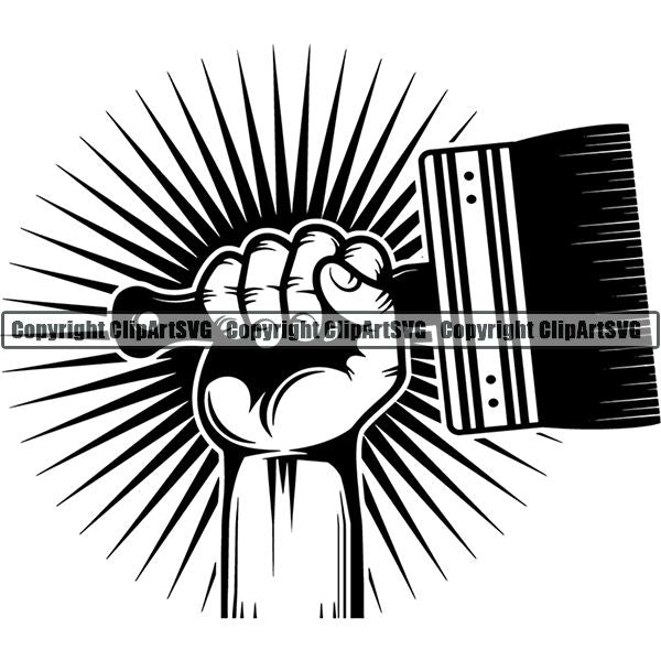 Painting Service Painter Paint Hand Sunburst ClipArt SVG