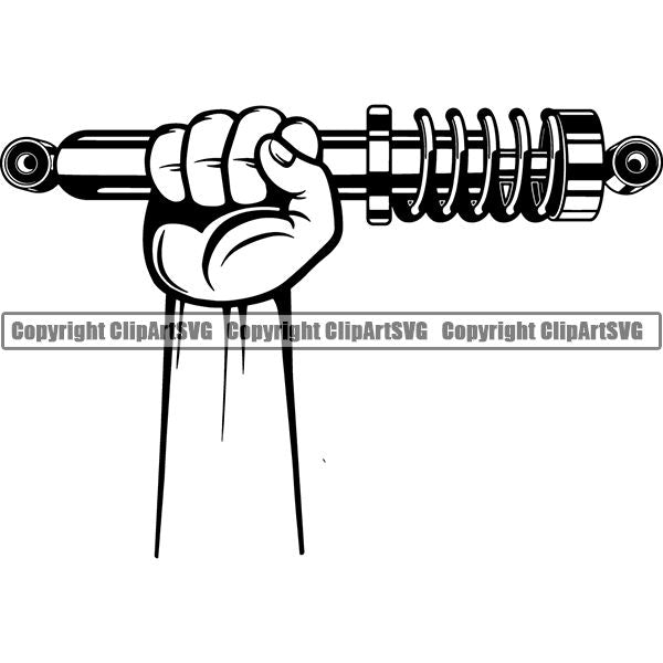 Mechanic Repair Shop Garage Engine Shock Absorber ClipArt SVG