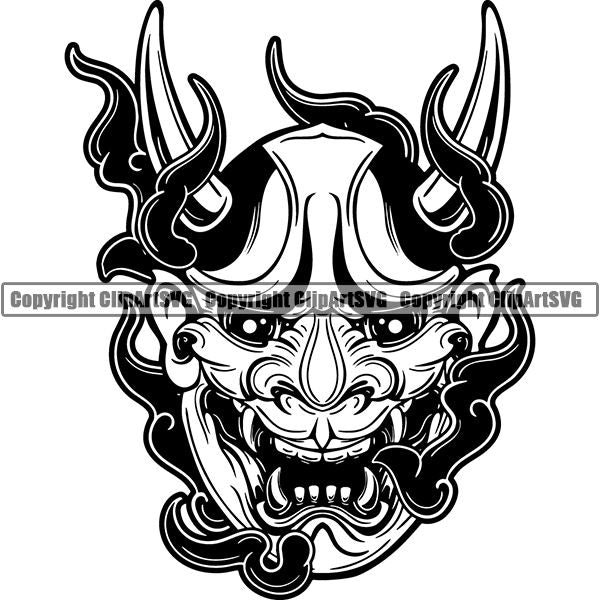 Tattoo Artist Japanese Hannya Mask ClipArt SVG