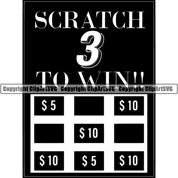 Game Scratch Off Ticket ClipArt SVG