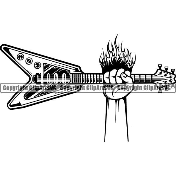 Music Musical Instrument Guitar Electric 8iik4 fire ClipArt SVG