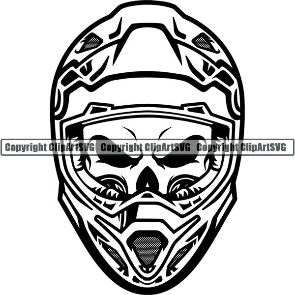 Motorcycle Sports Racing Helmet Skull ClipArt SVG