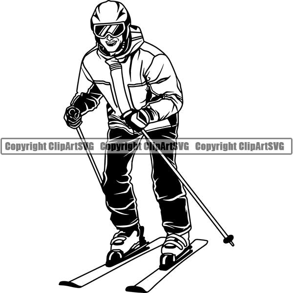 Sports Skiing Ski Snowboarding Snowboard Skier ClipArt SVG
