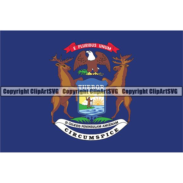 State Flag Square Michigan ClipArt SVG