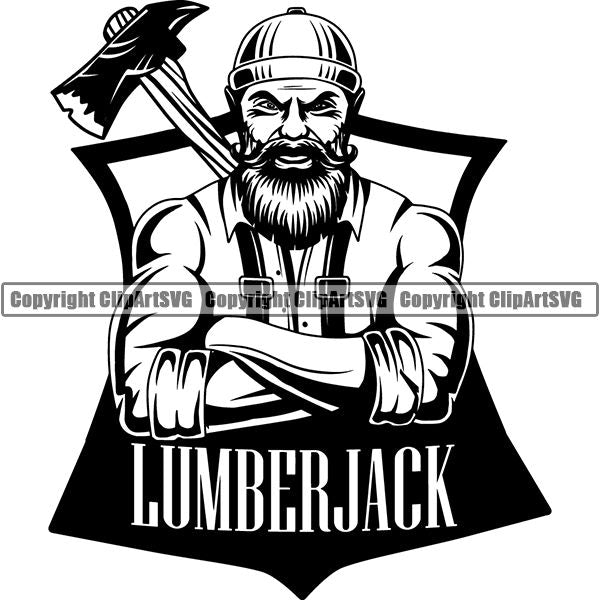 Construction Woodworking Carpenter Lumberjack Logo ClipArt SVG