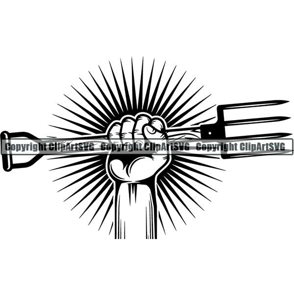 Farming Farmer Farm Organic Hand Sunburst ClipArt SVG