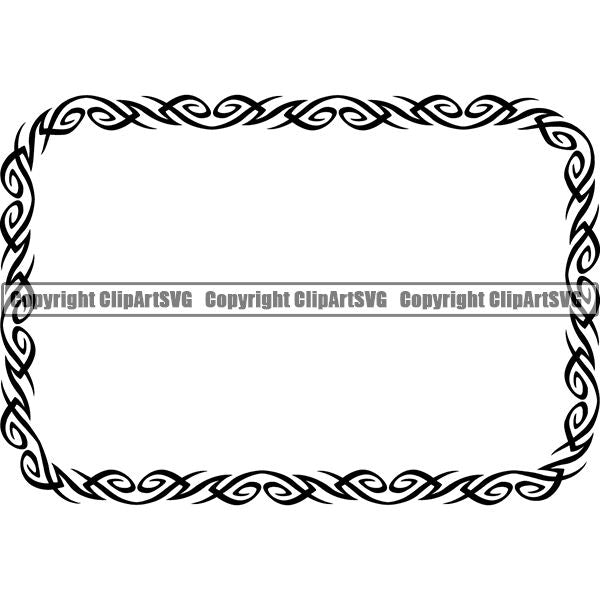 Viking Celtic Tribal Frame Border Design Element Rectangle ClipArt SVG
