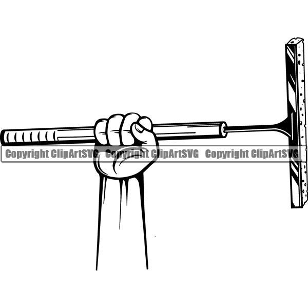 Maid Cleaning Service Housekeeping Housekeeper Brush Squegee ClipArt SVG