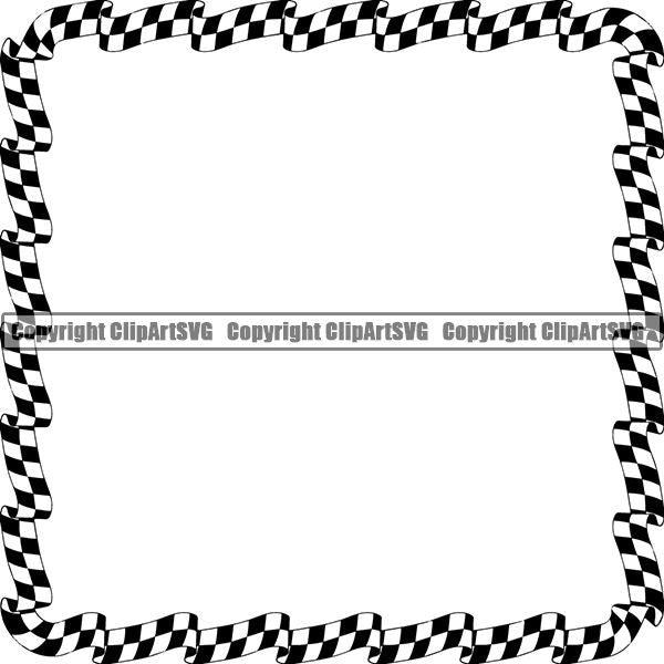 Sports Car Motorcycle Run Running Bike Race Racing Racer Race Design Element Frame Border Checkerboard Checkered Checker Wavy Square ClipArt SVG