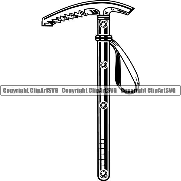 Mountain Climbing Rock Climber Pickaxe Ice Pick Axe ClipArt SVG