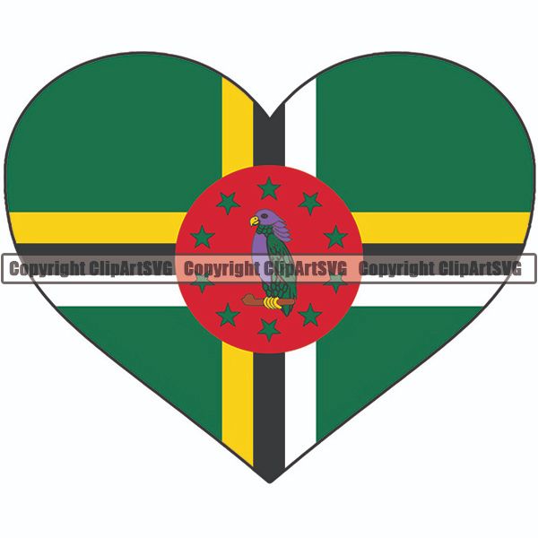 Country Flag Heart Dominica ClipArt SVG