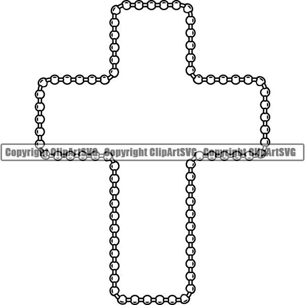 Military Weapon Soldier Dog Tag Chain White Cross ClipArt SVG