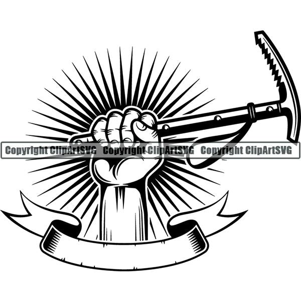 Mountain Climbing Rock Climber Logo ClipArt SVG