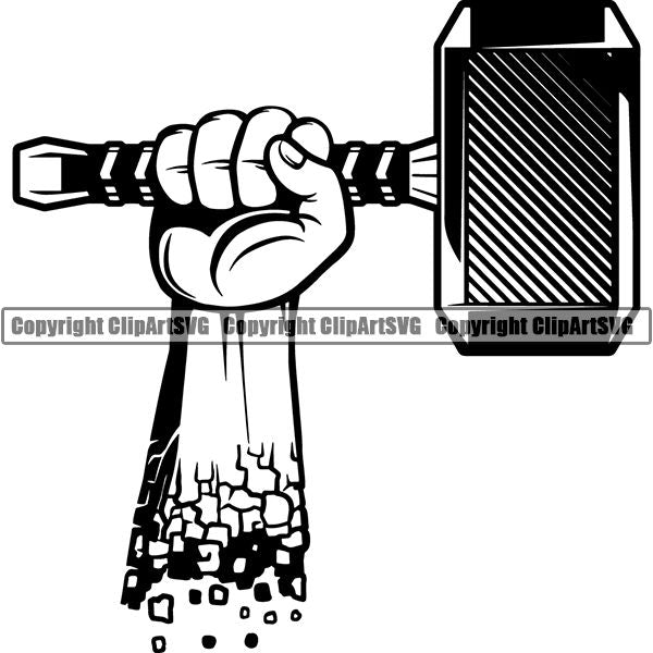 Viking Warrior Hammer Mallet ClipArt SVG