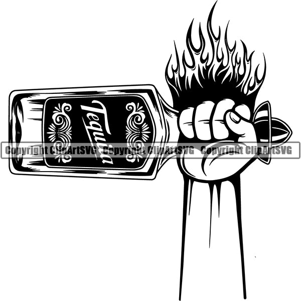 Alcohol Bottle Liquor Drink Drinking ClipArt SVG