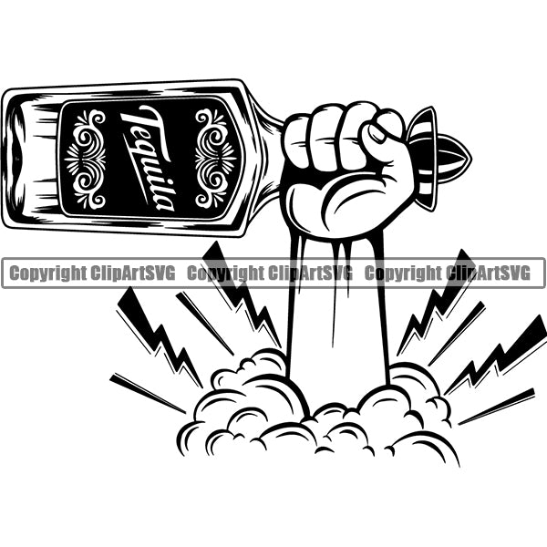 Alcohol Bottle Liquor Drink Drinking ClipArt SVG