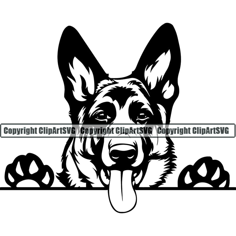 German Shepherd #24 Peeking Smiling Dog Breed K-9 Pet Police Cop Law Enforcement Pedigree Logo .SVG .PNG Clipart Vector Cricut Cut Cutting