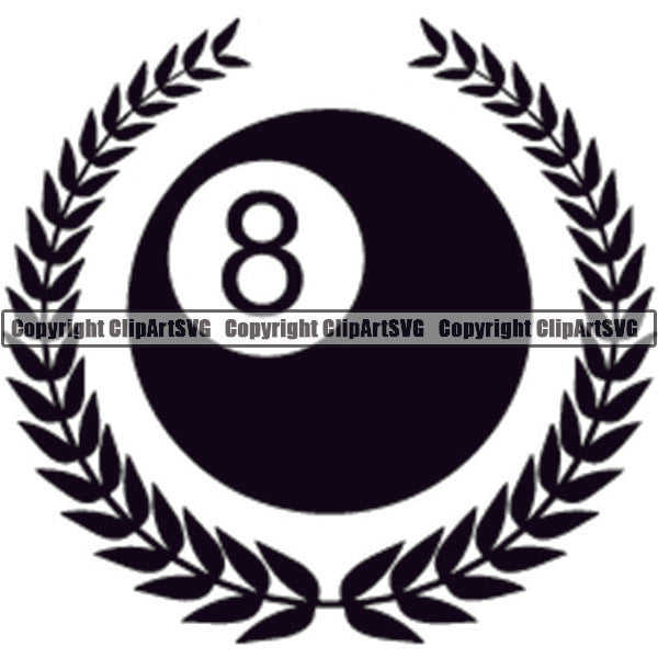 Billiards Pool 8-Ball Logo ClipArt SVG