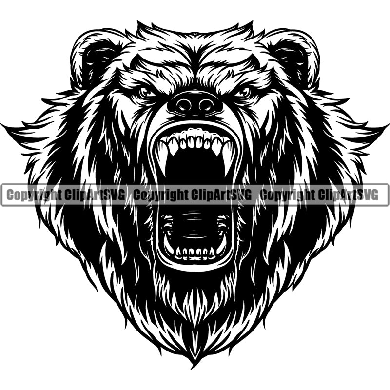 Grizzly Bear Wild Animal Sports Mascot ClipArt SVG