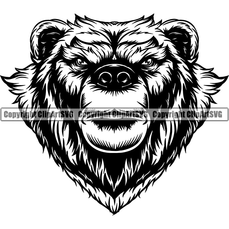 Grizzly Bear Wild Animal Sports Mascot ClipArt SVG