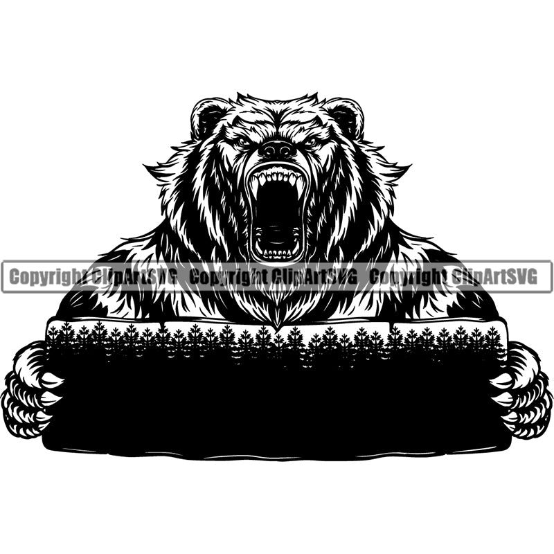 Grizzly Bear Wild Animal Sports Mascot ClipArt SVG