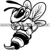 Bee Bumble Honey Sports Mascot ClipArt SVG