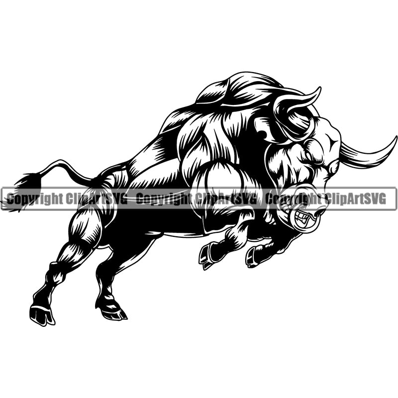 Bull Animal Steer Cattle Farm Ranch Livestock ClipArt SVG