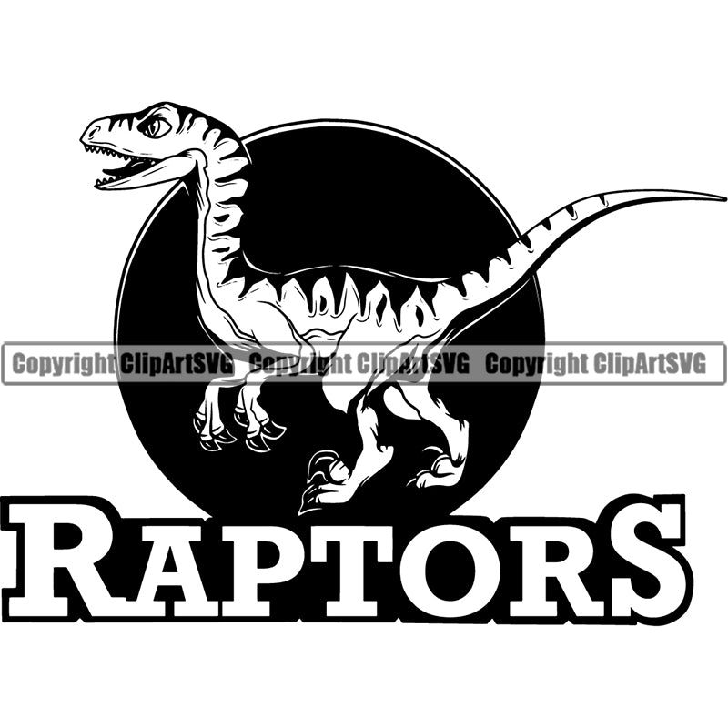 Dinosaur Animal Prehistoric Jurassic Raptor Velociraptor School Sports Team Mascot ClipArt SVG