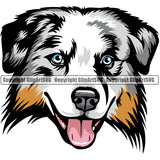 Australian Shepherd Dog Breed Head Color ClipArt SVG