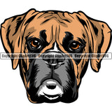 Boxer Dog Breed Head Color ClipArt SVG