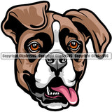 Boxer Dog Breed Head Color ClipArt SVG