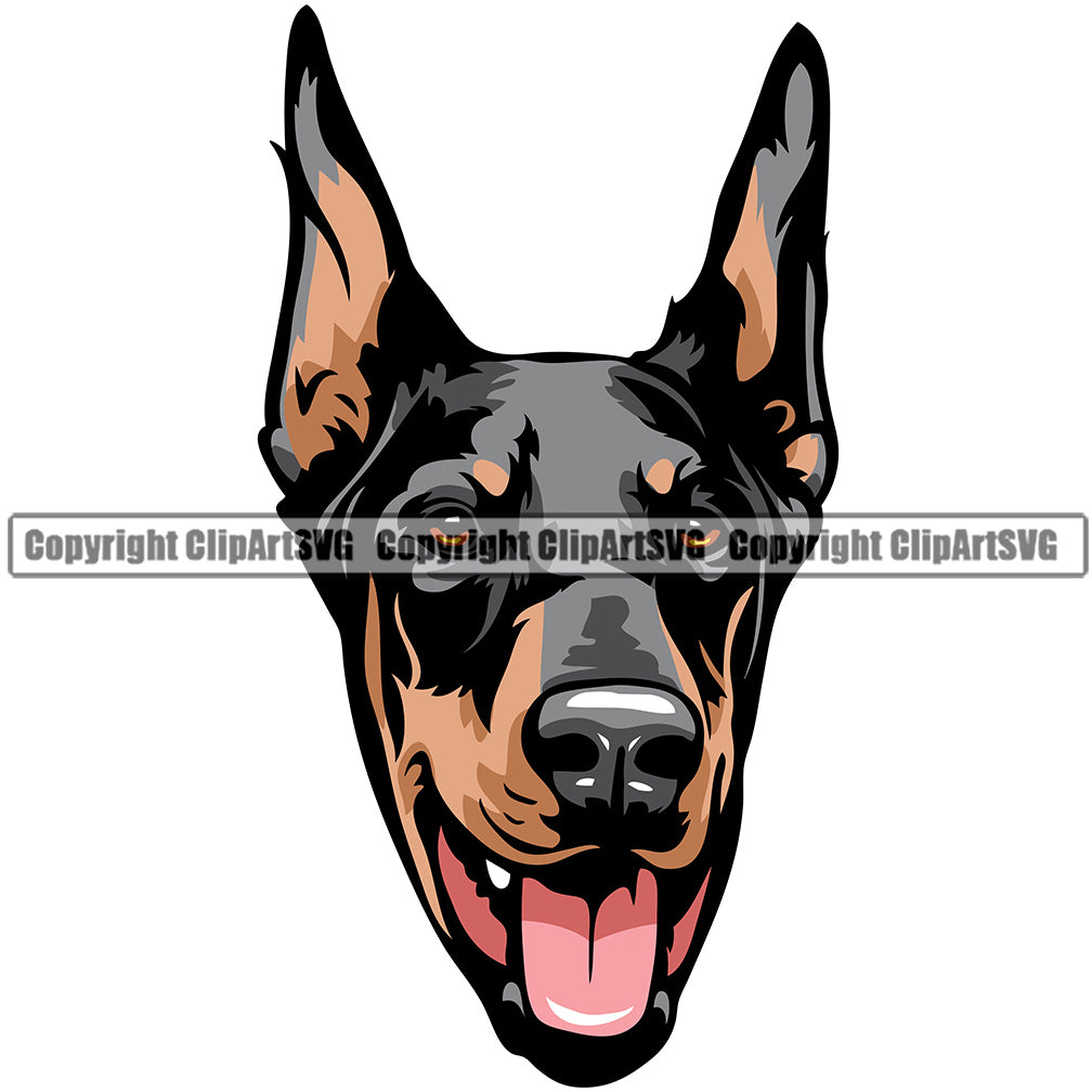 Doberman Dog Breed Head Color ClipArt SVG