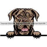 Dog Douge De Bordeaux Breed Head Color Peeking ClipArt SVG