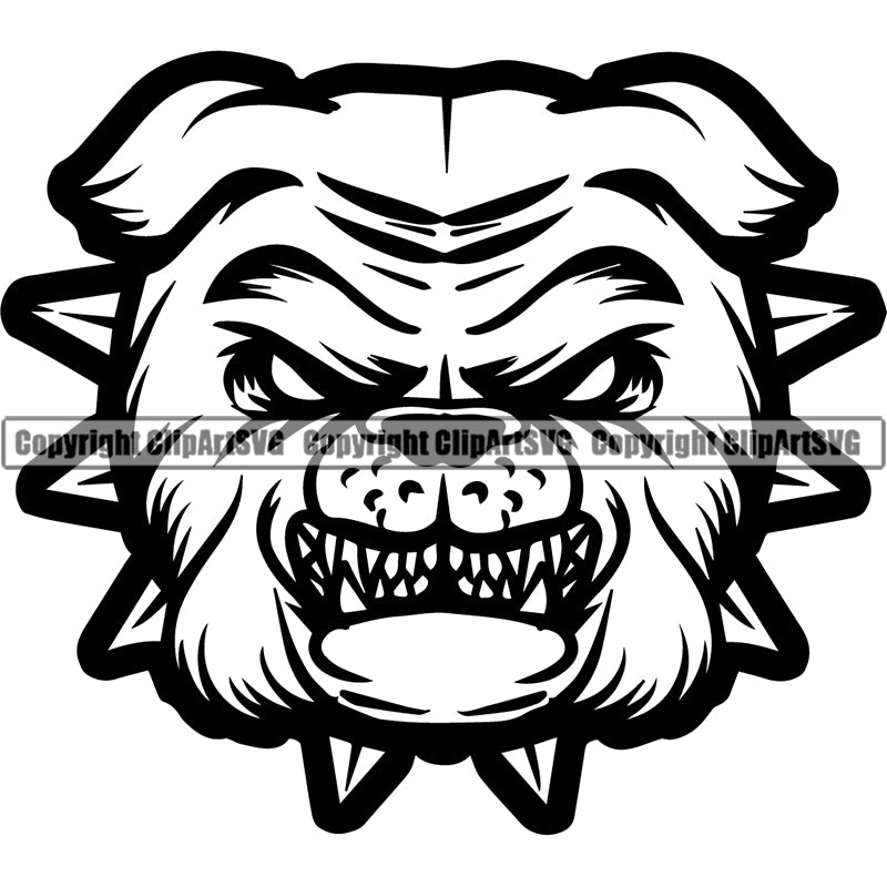 English Bulldog Dog Breed Head Face ClipArt SVG