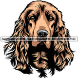 English Cocker Spaniel Dog Breed Head Color ClipArt SVG