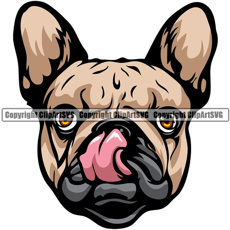 French Bulldog Dog Breed Head Color ClipArt SVG